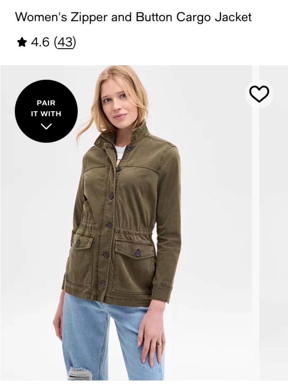 Lucky Brand Utility Jacket XL Olive Green Cargo Military Style Drawstring Waist